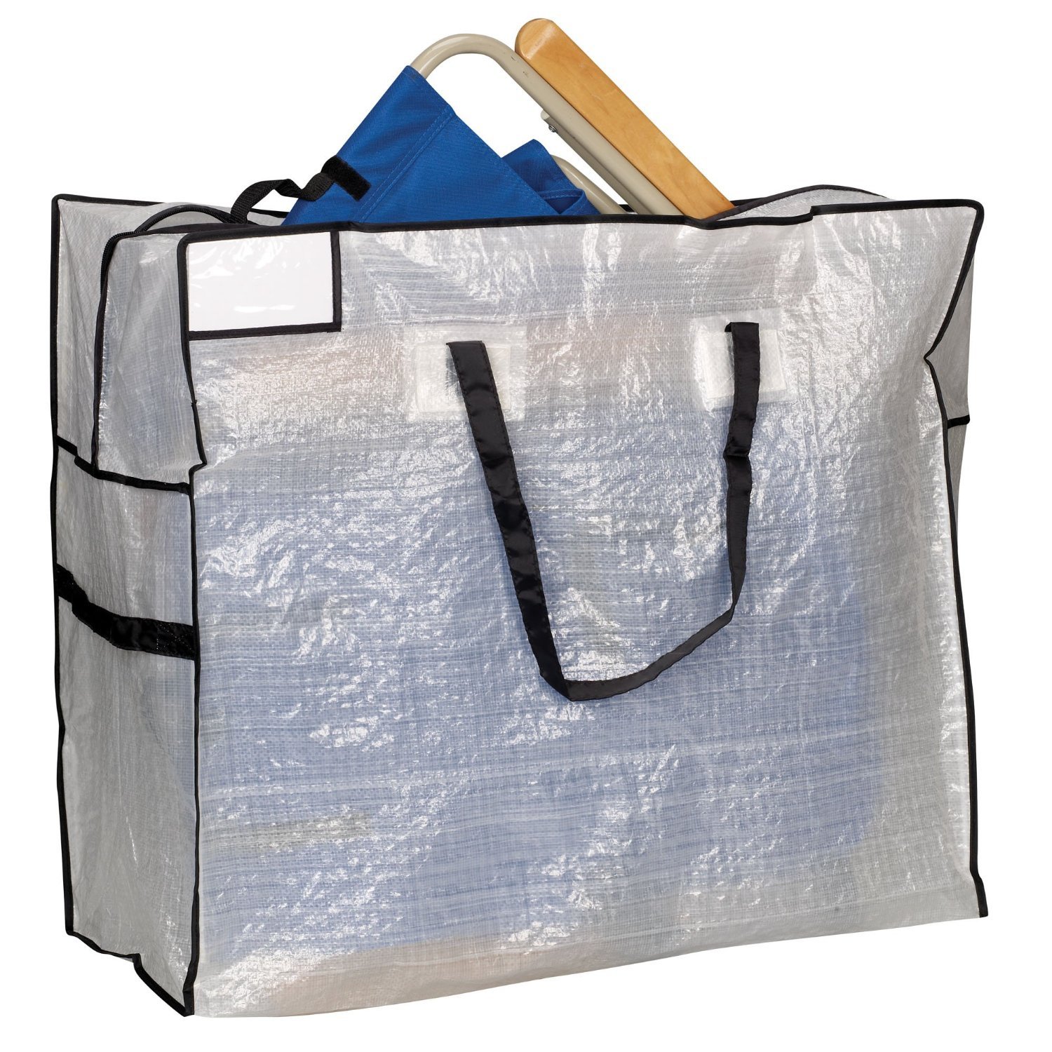 Household Essentials Large Tote Bag Clear Tarp With Black Trim And Handles Picture 1 Of