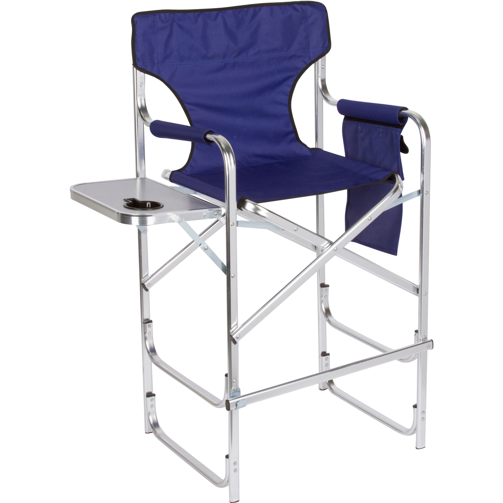 45 Aluminum Frame Tall Metal Director S Chair With Side Table By 45 Aluminum Frame Tall Metal Director S Chair With Side Table By Trademark Ebay