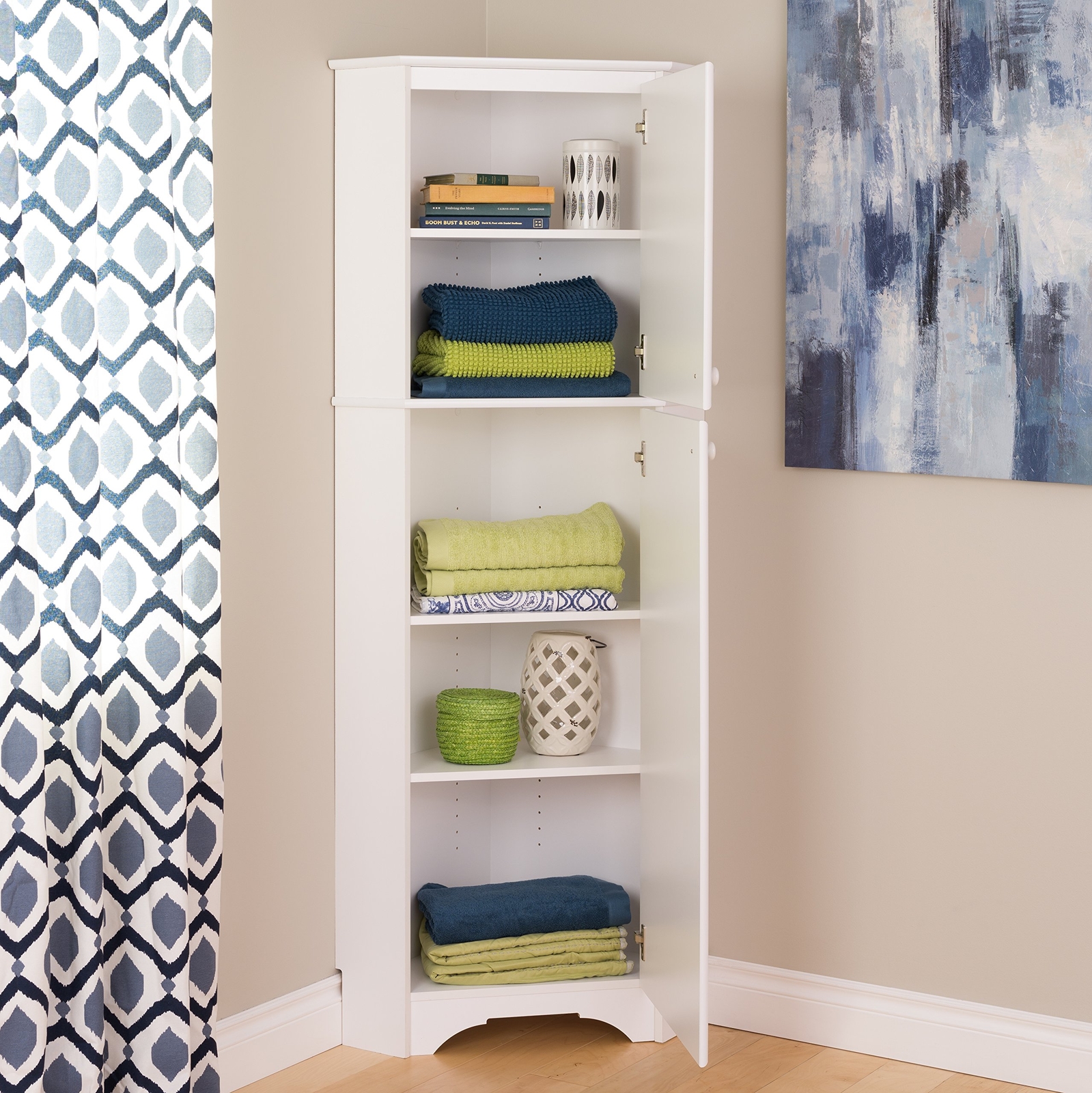 Prepac Tall 2 Door Corner Storage Cabinet In Elite White 4