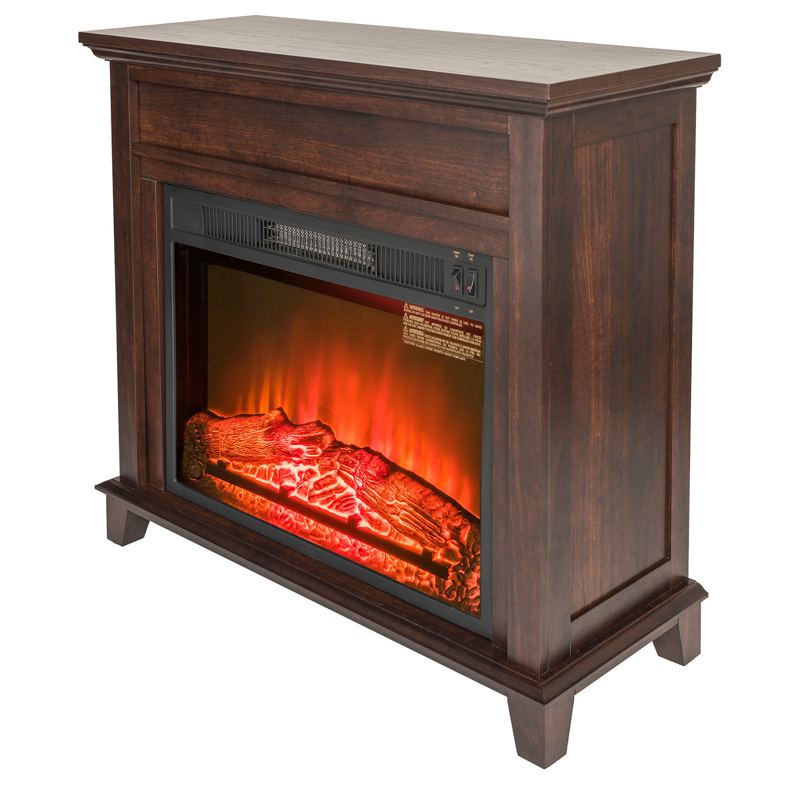 32 Freestanding Brown Wood Mantel Electric Fireplace Heater 3d Red Picture 1 Of 11