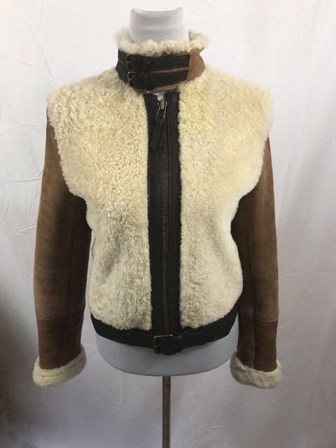 Zara M 10 12 Real Sheepskin Jacket Suede Leather Shearling Aviator Zara M 10 12 Real Sheepskin Women S Jacket Suede Leather Shearling Aviator Biker