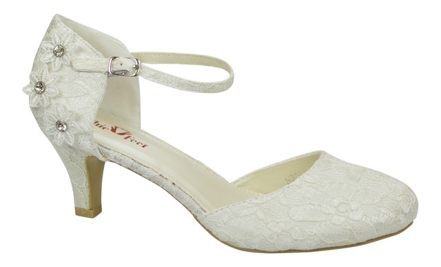 Ivory Satin Lace Low Heel Corsage Mary Jane Bridal Wedding Shoes Ivory Satin Lace Low Heel Corsage Mary Jane Bridal Wedding Shoes Size 3 9