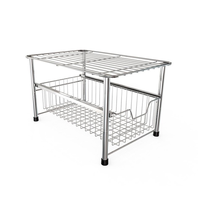 Yomym Chrome Storage Drawer Rack Stackable Under Sink Cabinet 27 29