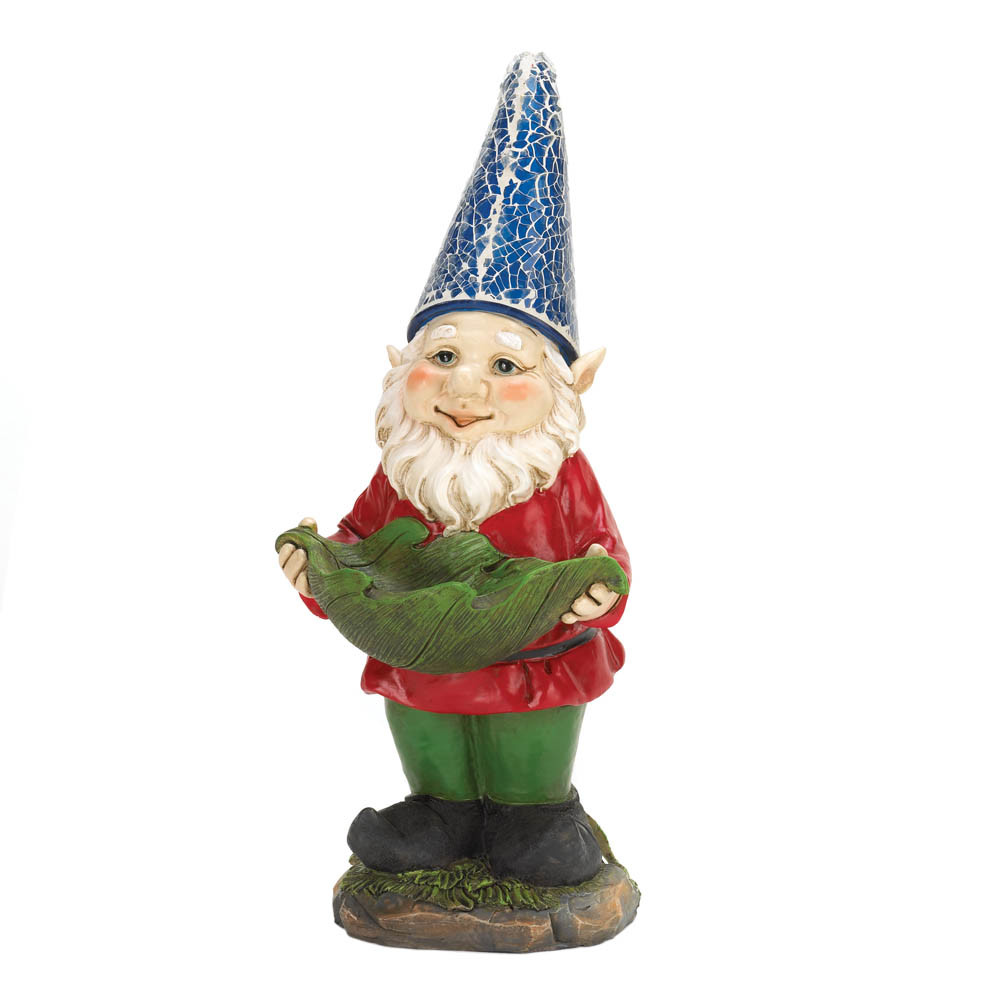 Unique Gnome Statue Bird Feeder Solar Lighted Outdoor Yard Patio Picture 1 Of