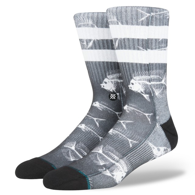 Stance Fish Bone Crew Socks in Black UK 8 - 12 | eBay STANCE MENS SOCKS.FISH BONE POLY BLEND BLACK WHITE ARCH SUPPORT.SIZE UK 8.5