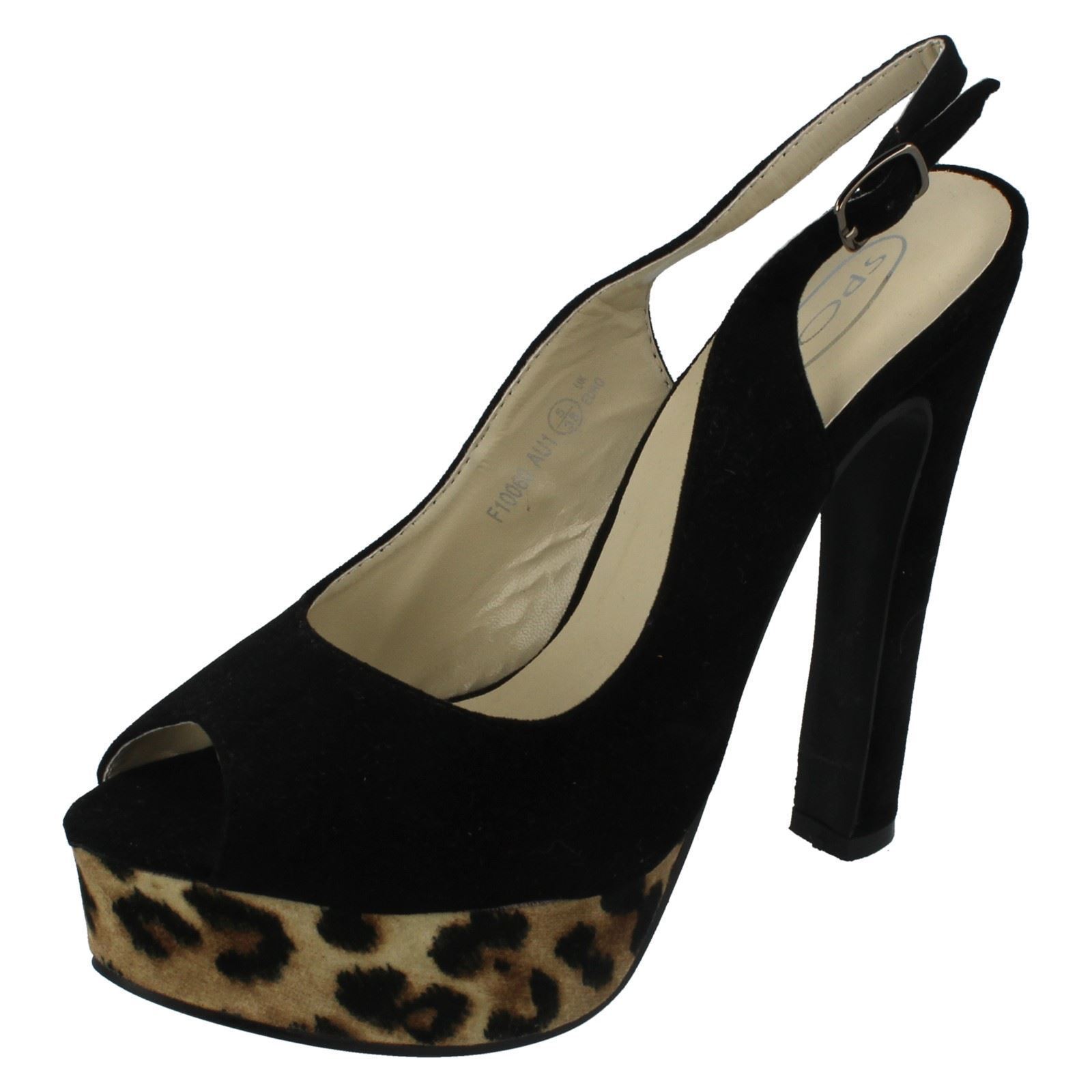 Donna Spot On punta aperta con Cinturino Scarpe col tacco Label f10060 N Donna Spot On punta aperta con Cinturino Scarpe col tacco Label f10060 N