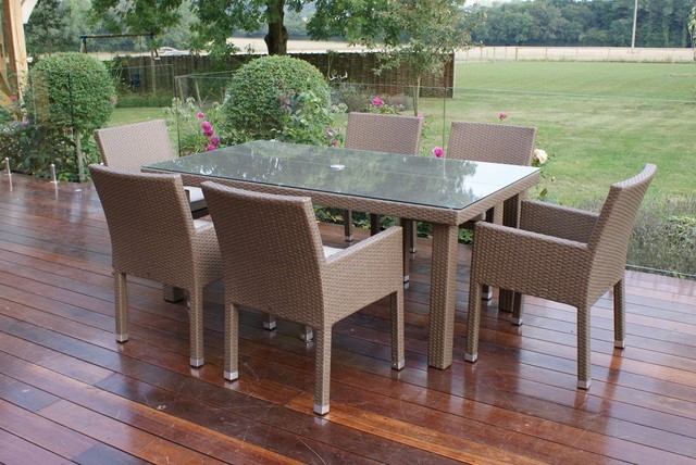 manhattan rattan outdoor garden furniture 6 seater brown rectangle dining set - Garden Furniture 6 Seats manhattan rattan outdoor garden furniture 6 seater brown rectangle dining set - Garden Furniture 6 Seats
