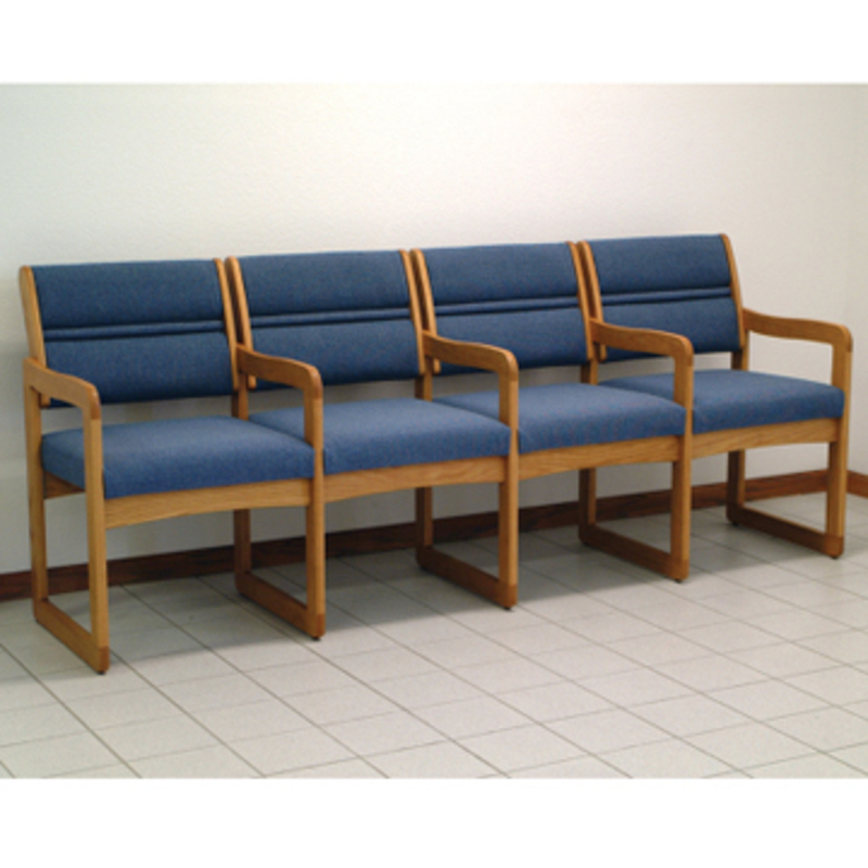 Wooden Mallet Valley Four Seat Chair With Center Arms In Medium Oak Picture 1 Of