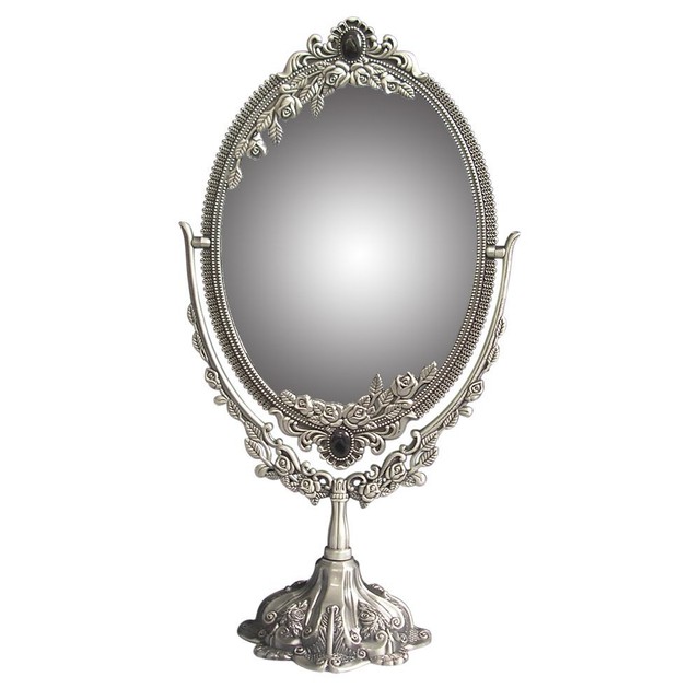 Tabletop Vanity Mirror Swivel Oval Decorative Makeup Small Metal Tabletop Vanity Mirror Swivel Oval Decorative Makeup Small Metal Vintage Double