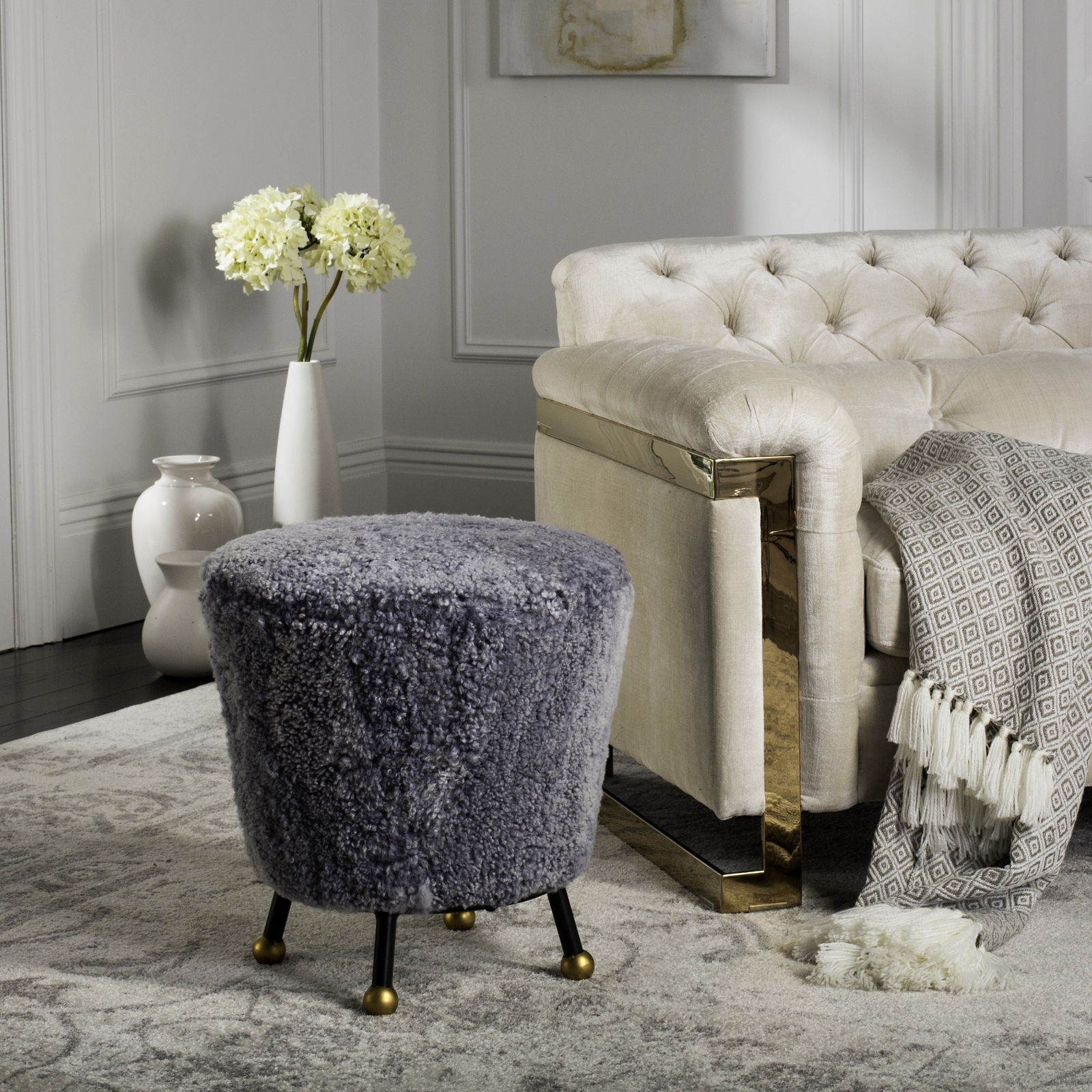 Safavieh Fox6261c Oriana Retro Ottoman Light Blue Picture 1 Of 5