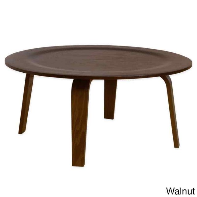 Luna Plywood Coffee Table With Round Concave Top And Curved Legs Luna Plywood Coffee Table With Round Concave Top And Curved Legs Walnut