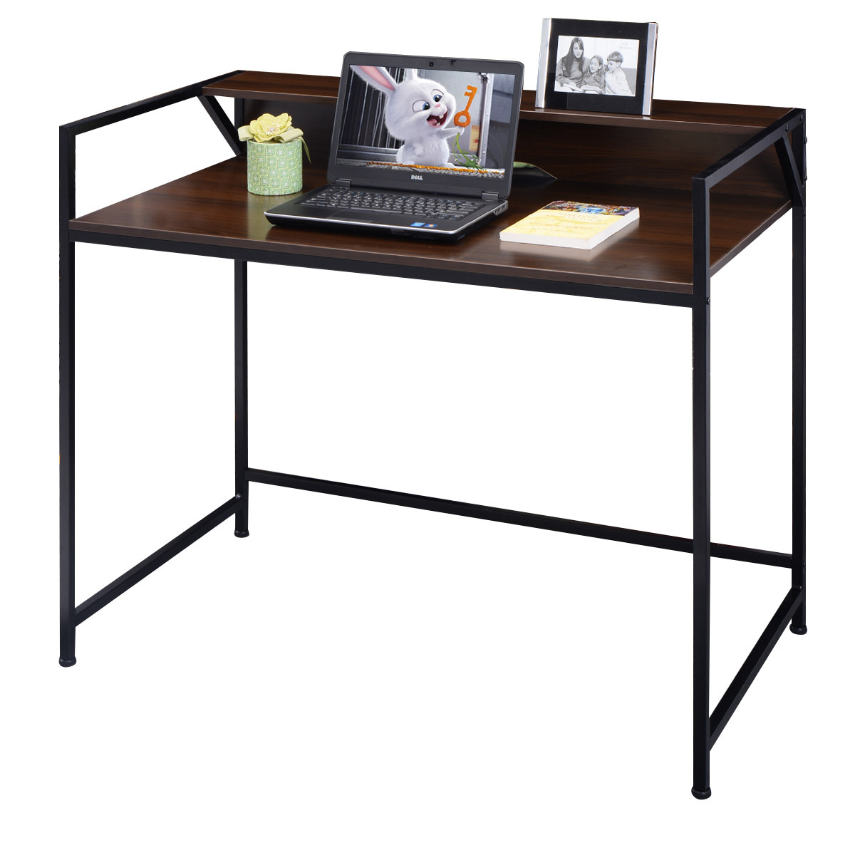 Tangkula 2 Tier Simplistic Computer Desk Home Office Wring Table Picture 1 Of 5