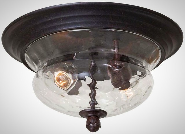 Outdoor Flushmount 2 Light Corona Bronze Aluminum Clear Lightning The Great Outdoors By Minka Lavery Merrimack 2 Light Corona Bronze Outdoor
