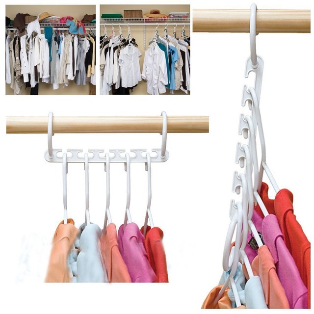 8pcs Clothes Hanger Rack Portable Plastic Clothing Hook Magic Closet 8pcs Clothes Hanger Rack Portable Plastic Clothing Hook Magic Closet Organizer
