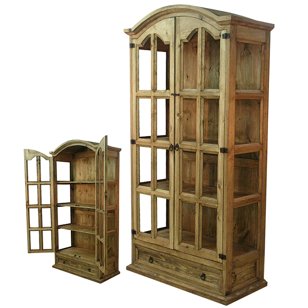 Honey Rustic Display Cabinet Real Solid Wood Western Cabin Lodge Curio Storage Honey Rustic Display Cabinet Real Solid Wood Western Cabin Lodge Curio Storage
