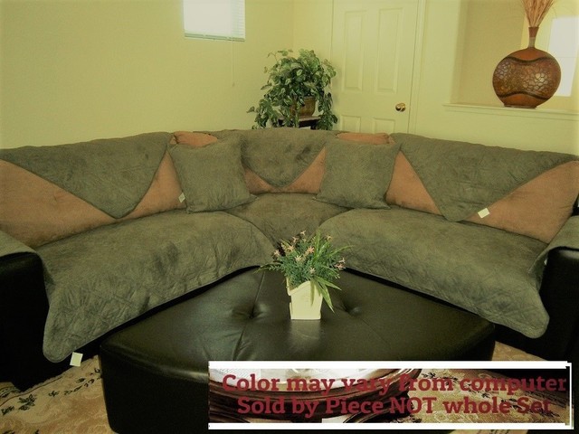 Octorose Quilted Micro Suede Sage Green Sectional Sofa Cover Pad By 31 45