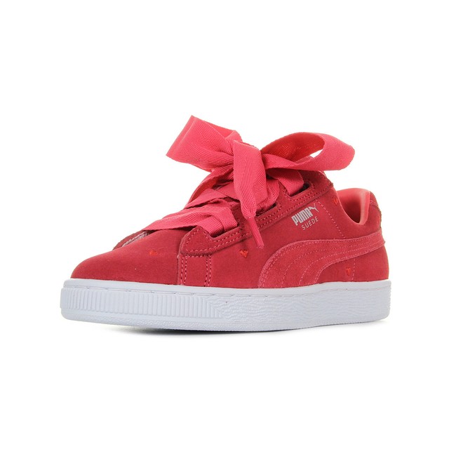 Chaussures Baskets Puma femme Suede Heart Valentine Jr taille Rouge Cuir Lacets Chaussures Baskets Puma femme Suede Heart Valentine Jr taille Rouge Cuir Lacets