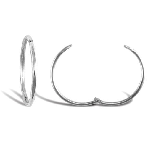 9ct White Gold 14mm Plain Hinged Sleeper Earrings 8e97u7w 9ct White Gold 14mm Plain Hinged Sleeper Earrings 8e97u7w