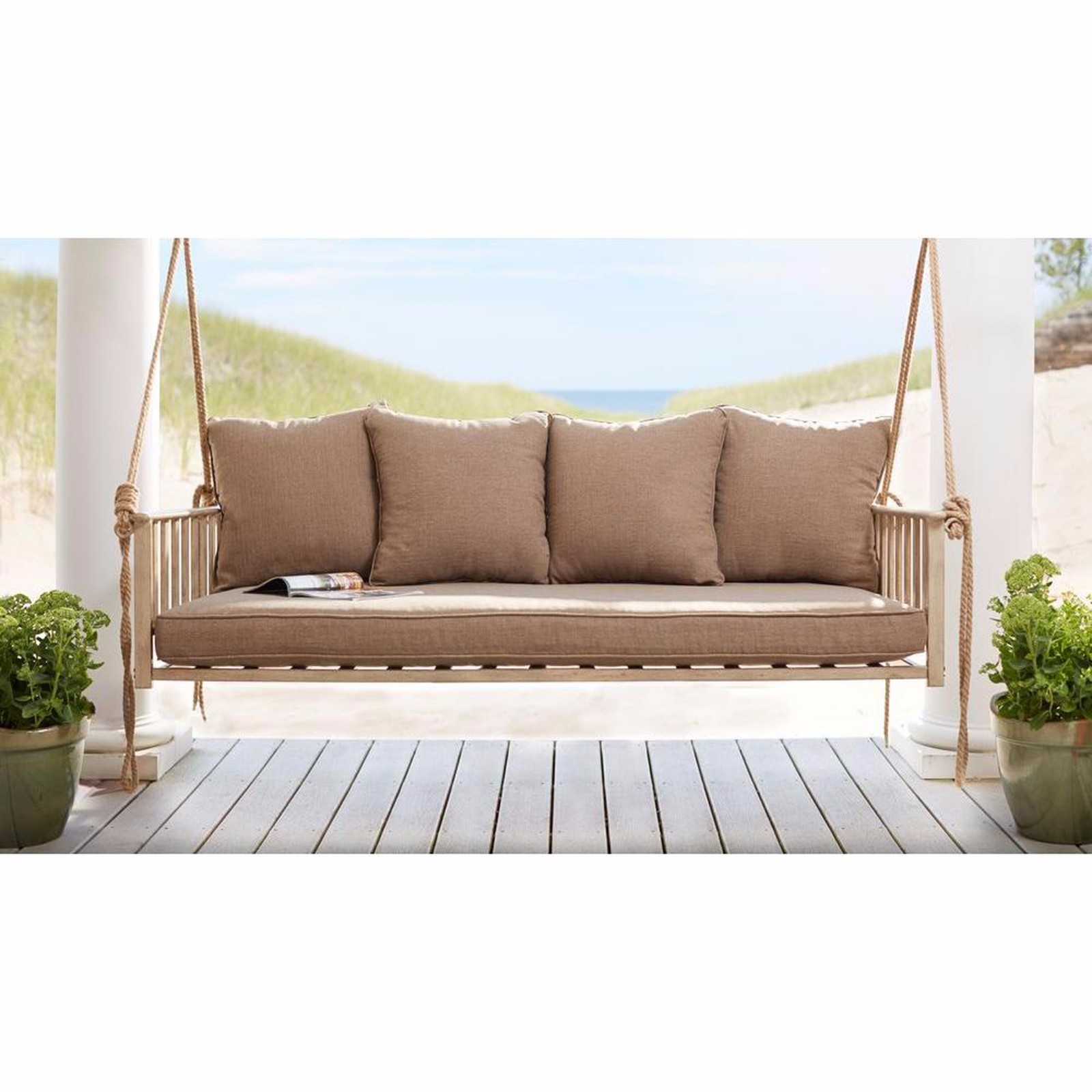 Hampton Bay Home Wood Outdoor Cane Patio Porch Swing With Square 4