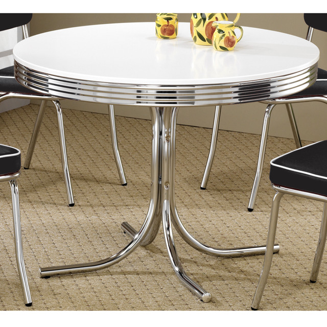 1950s Retro Dining Table Metal Chrome Dinette Round 50s Style 1950s Retro Dining Table Metal Chrome Dinette Round 50s Style Kitchen Dinning