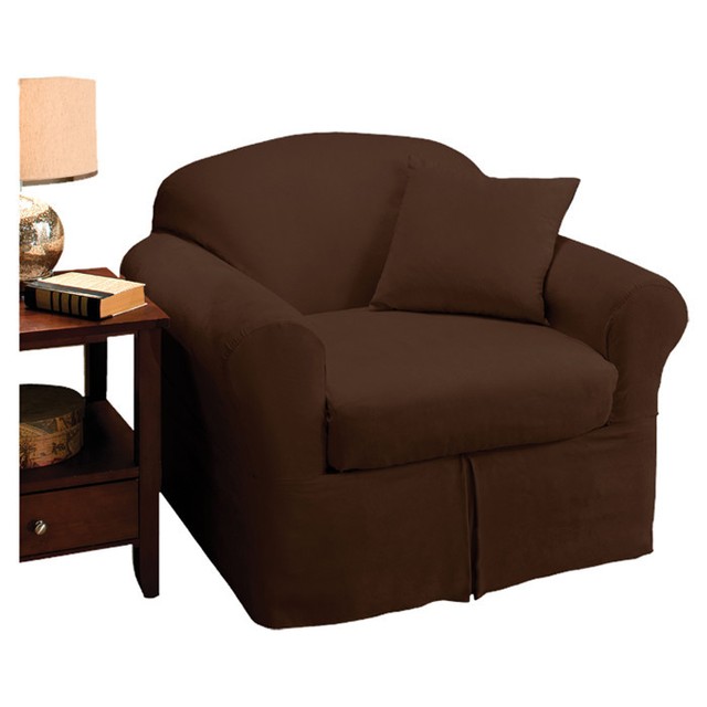 Madison Home Microsuede Two Piece Chair Slipcover Chocolate Microsuede Two Piece Chair Slipcover By Madison Home