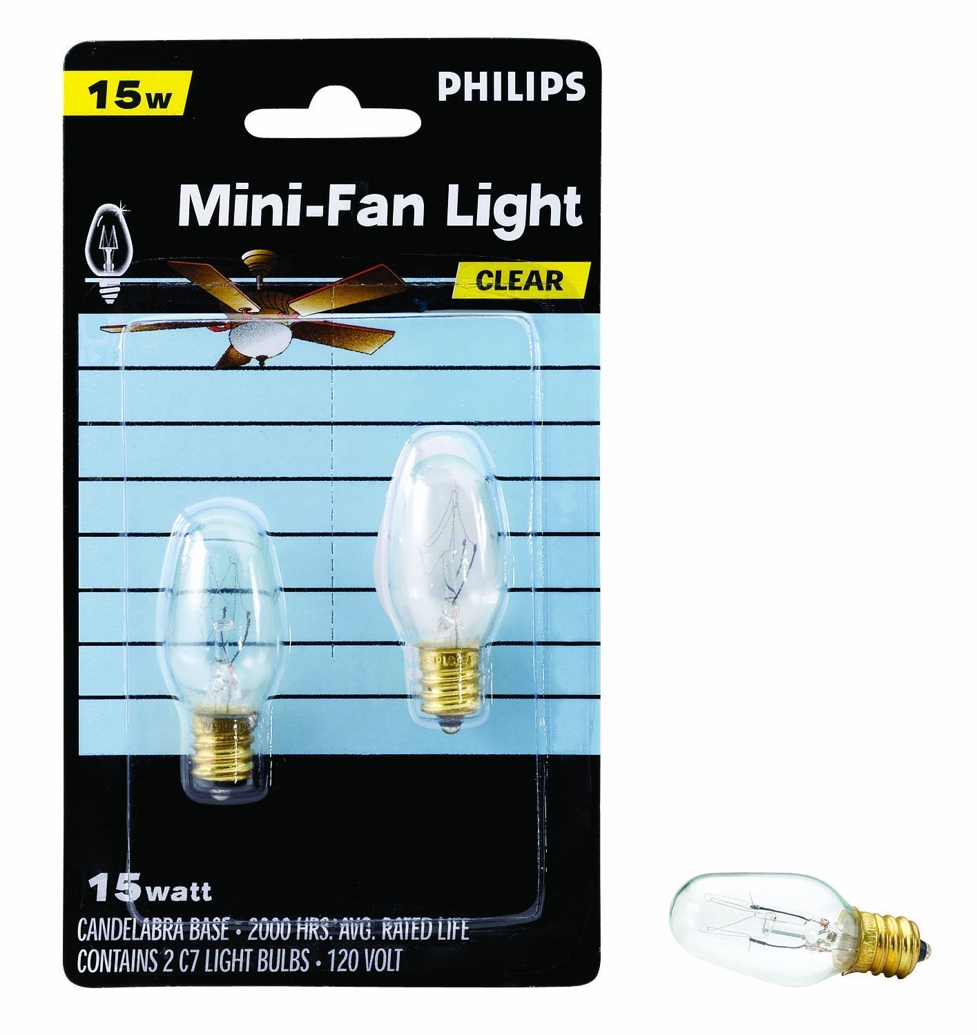 Philips Lighting 2 Pack 15 Watt 120 Volt C7 Ceiling Fan Light Bulbs Picture 1 Of 3