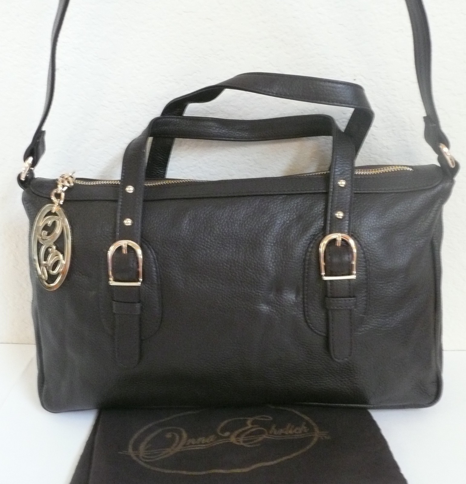 Onna Ehrlich Derin Pebbled Leather Shoulder Bag Tote Chocolate Brown Picture 1 Of 11