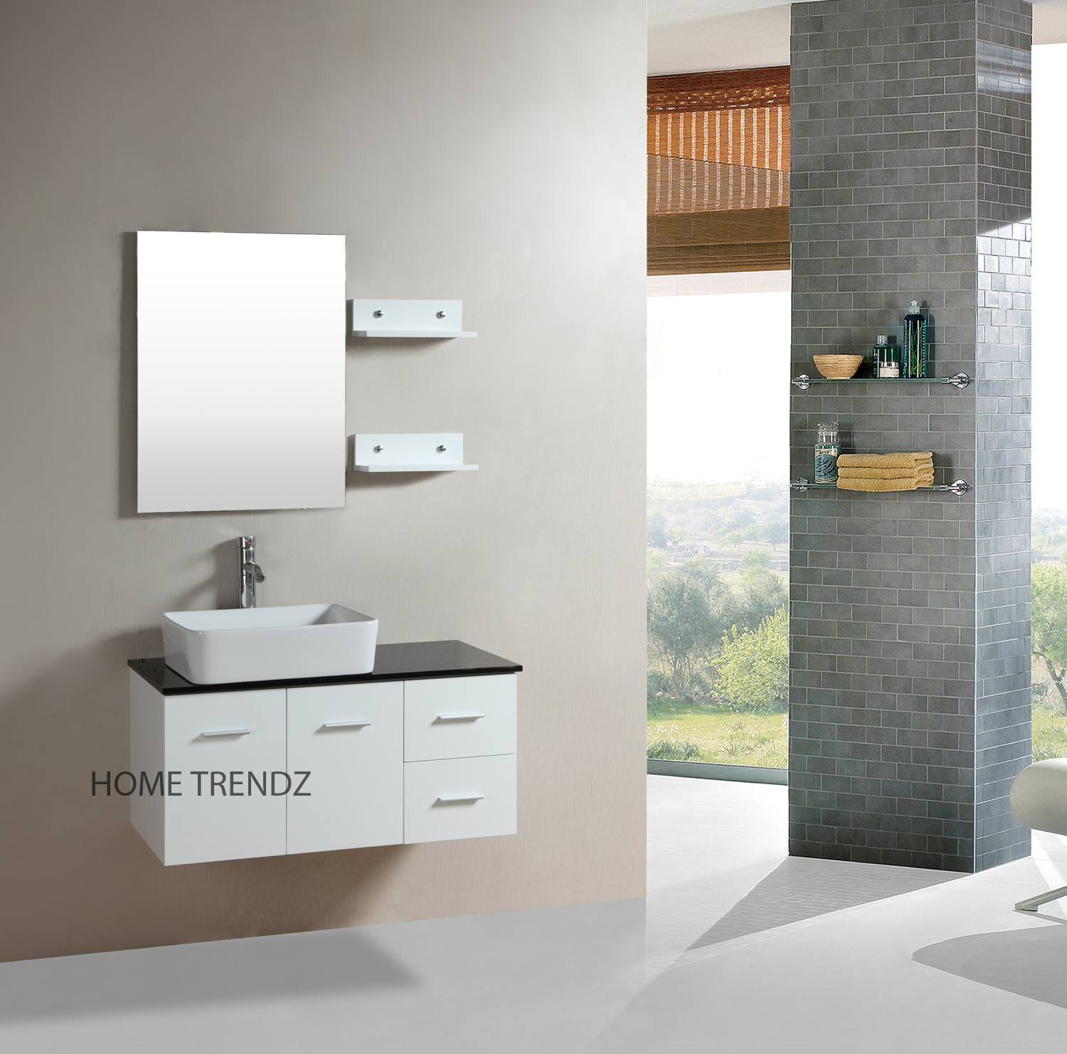 Floating 36 Inch White Cabinet Wall Mount Bathroom Vanity W Mirror Picture 1 Of