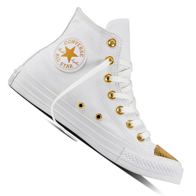Converse Scarpa Donna Sneaker Hi White 555813C ORO Converse Scarpa Donna Sneaker Hi White 555813C ORO