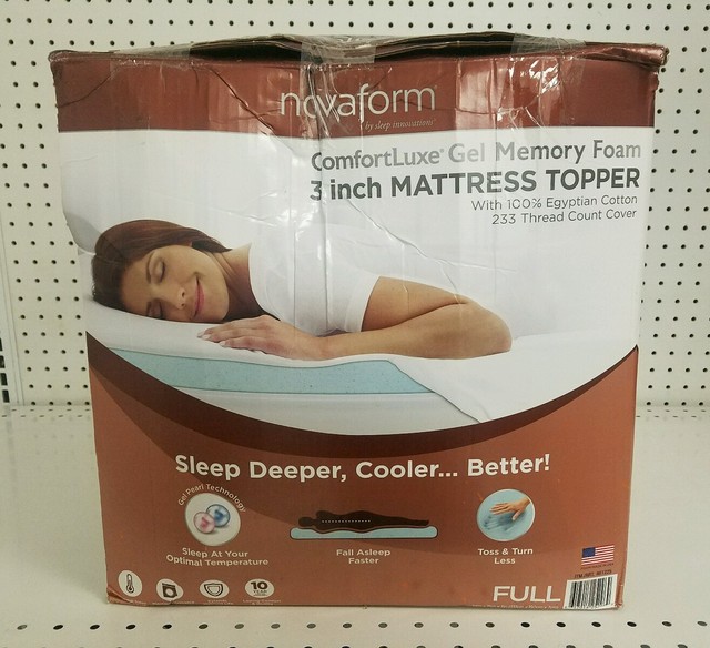Novaform Comfortluxe Gel Memory Foam 3 Inch Mattress Topper Ebay Novaform Comfortluxe Gel Memory Foam Mattress Topper Size Full 75 L X 54 W