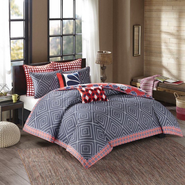 Josie By Natori Mix And Match Multi 250tc Cotton Printed Reversible Josie By Natori Diamond Geo Cotton Reversible Printed King Comforter Mini Set