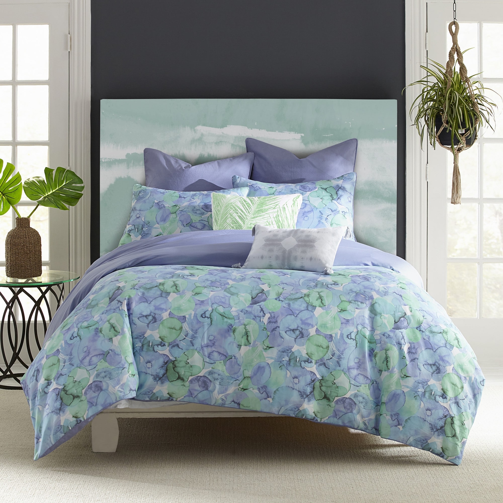Amy Sia Sea Of Glass Seafoam Blue White 3p Full Queen Duvet Set Picture 1 Of