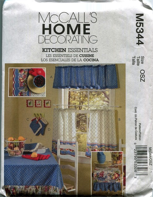 Kitchen Curtains Potholder Mitt Cerole Placemat Mccalls 5344 Kitchen Essentials Mitt Placemat Home Decor Uncut Sewing Pattern Mccalls 5344
