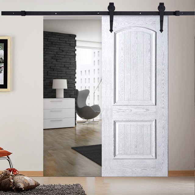 6 Ft Black Carbon Steel Sliding Barn Door Hardware Track Rail Kit 6 Ft Black Carbon Steel Sliding Barn Door Hardware Track Rail Kit Wall Mount