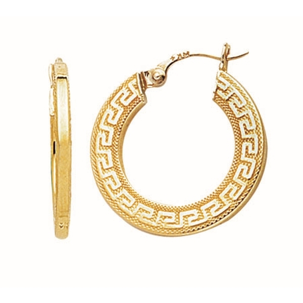 Greek Key Hoop Earrings 14k Yellow Gold Ebay