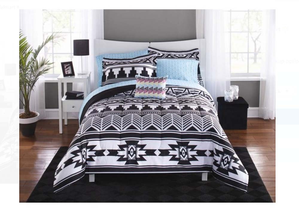 Mainstays Tribal Black And White Bed In A Bag Bedding Set Picture 1 Of 5