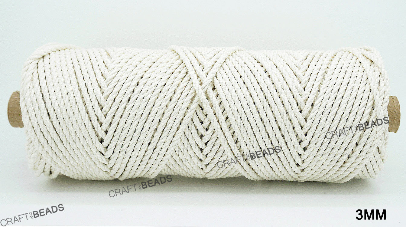 Uncategorized Macrame Twine natural white 3 strand cotton twisted cord rope craft macrame picture of 3