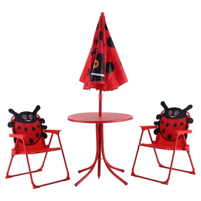 Kids Patio Set Table And 2 Folding Chairs W Umbrella Beetle Outdoor Kids Patio Set Table And 2 Folding Chairs W Umbrella Beetle Outdoor Garden Yard Ebay