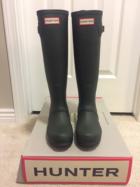 hunter womens original tall rain boots dark olive green us size 5 size 5 rain boots
