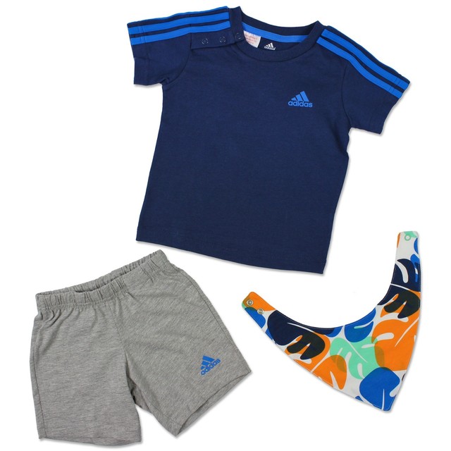 Adidas Baby Kids Ess 3 Stripes Gift Set Boys Sport Pants Shirt Birth
