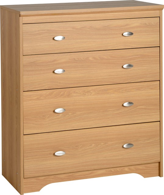 Regent Teak Effect Bedroom Furniture 4 Drawer Wide Chest Picture 2 Of