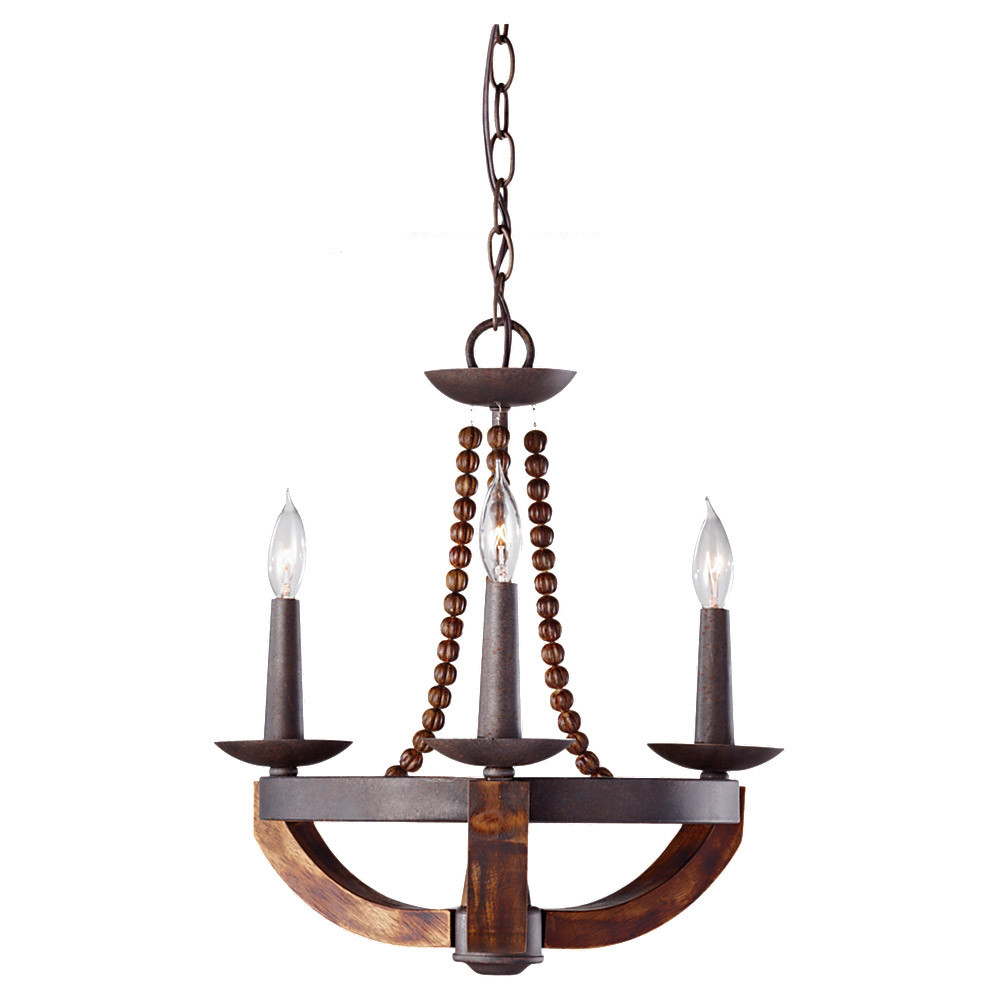 Feiss F2750 3ri Bwd 3 Bulb Chandelier Rustic Iron Burnished Wood Picture 1 Of 2