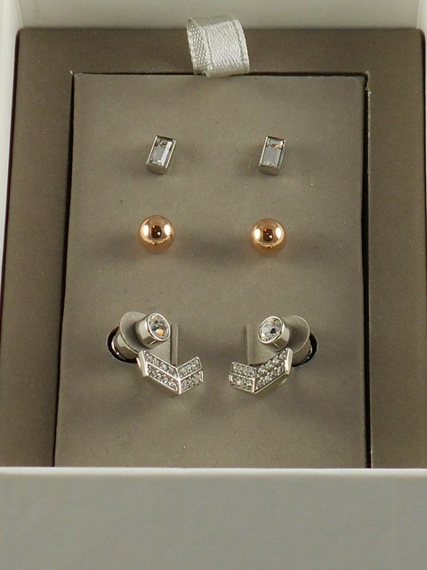 Fossil Brand Rose Goldtone Stainless Crystal Ball Arrow Drop Fossil Brand Rose Goldtone Stainless Crystal Ball Arrow Drop Earrings Gift Set