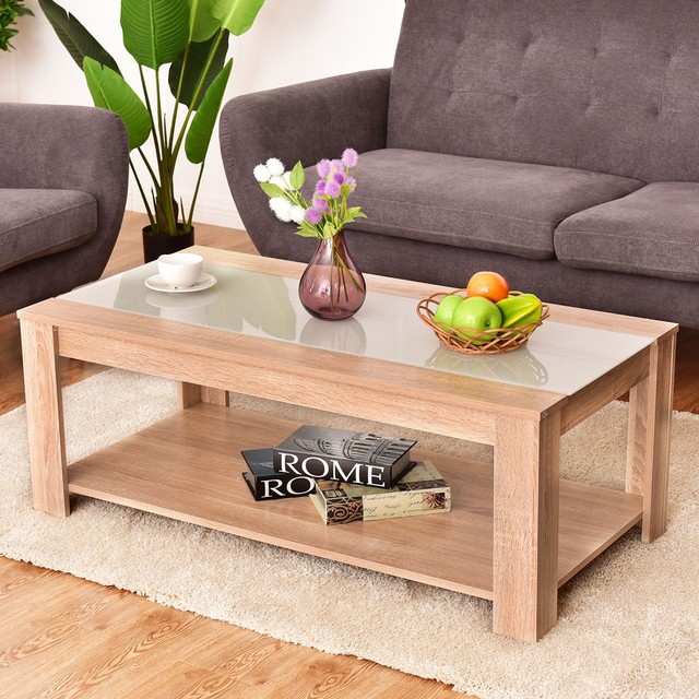 light brown living room wood furniture rectangular coffee table storage shelf - Light Colored Coffee Tables light brown living room wood furniture rectangular coffee table storage shelf - Light Colored Coffee Tables