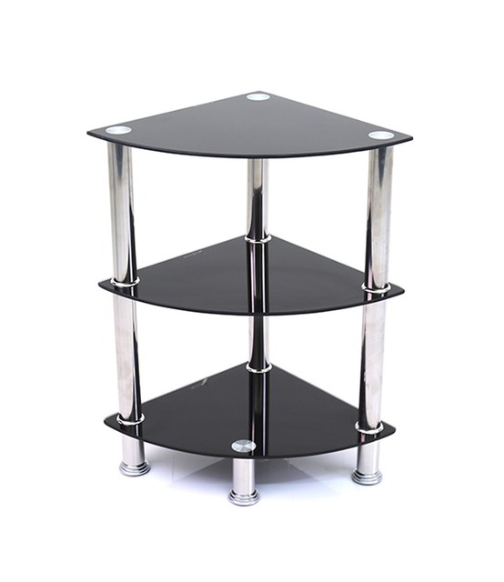 Corner Stand Furniture Designs Design Ammy Black Gl Shelf Unit 3 Tier Shelves Corner Stand Ebay
