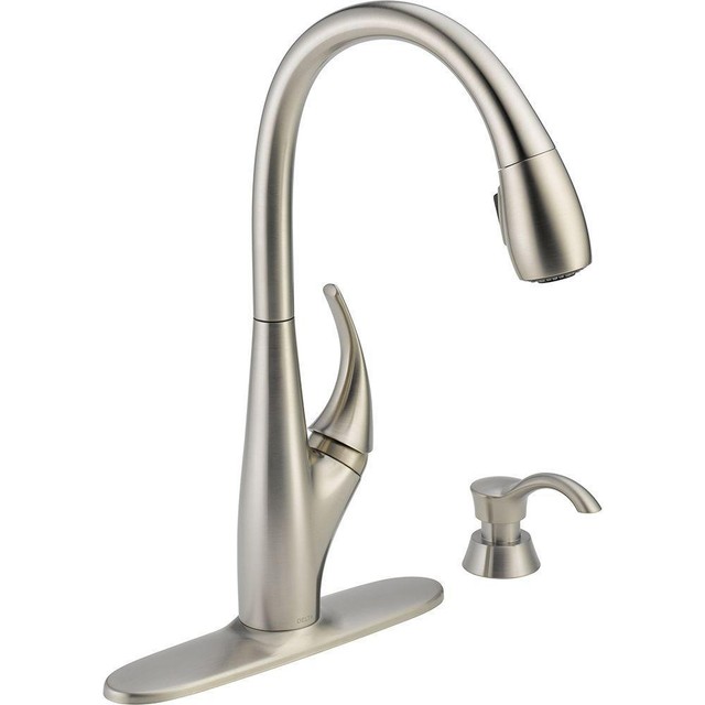 Delta Deluca Single Handle Pull Down Sprayer Kitchen Faucet W Soap Delta Deluca Single Handle Pull Down Sprayer Kitchen Faucet W Soap Dispenser
