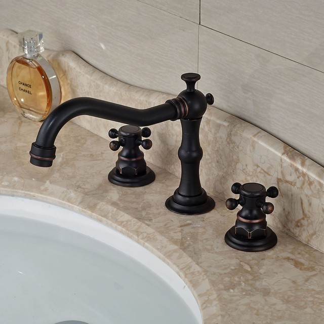 Rozin Widespread 3 Holes Bathroom Sink Faucet Dual Cross S Mixer Rozin Widespread 3 Holes Bathroom Sink Faucet Dual Cross S Mixer Tap Oil
