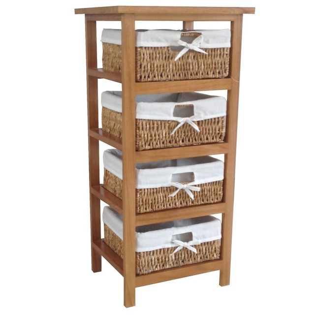 Maize Storage Unit 4 Drawer Wood Organiser Basket Drawers Brown Maize Storage Unit 4 Drawer Wood Organiser Basket Drawers Brown Bathroom Bedroom