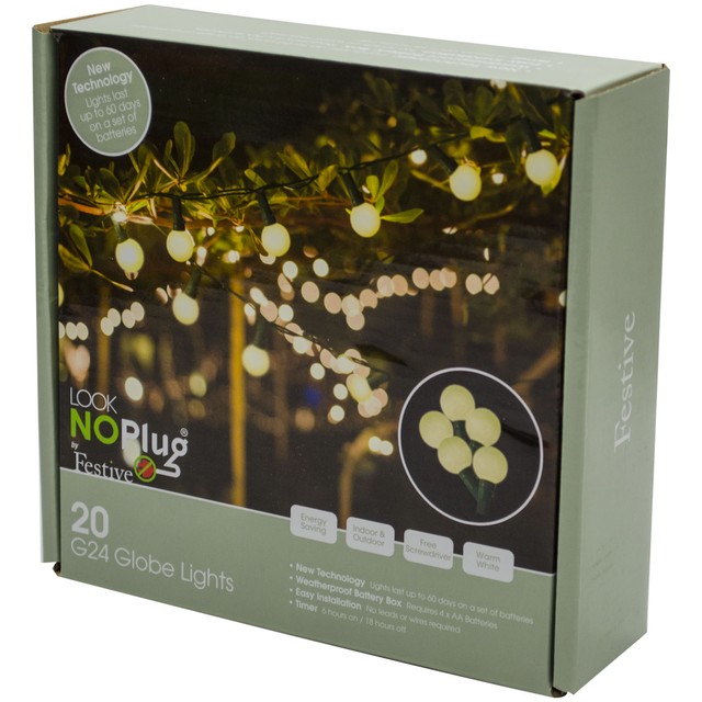 20 Globe Battery Lights Led No Plug Festive Party Indoor 20 Led Globe Lights Summer Bbq White No Plug Battery Garden Party Decoration