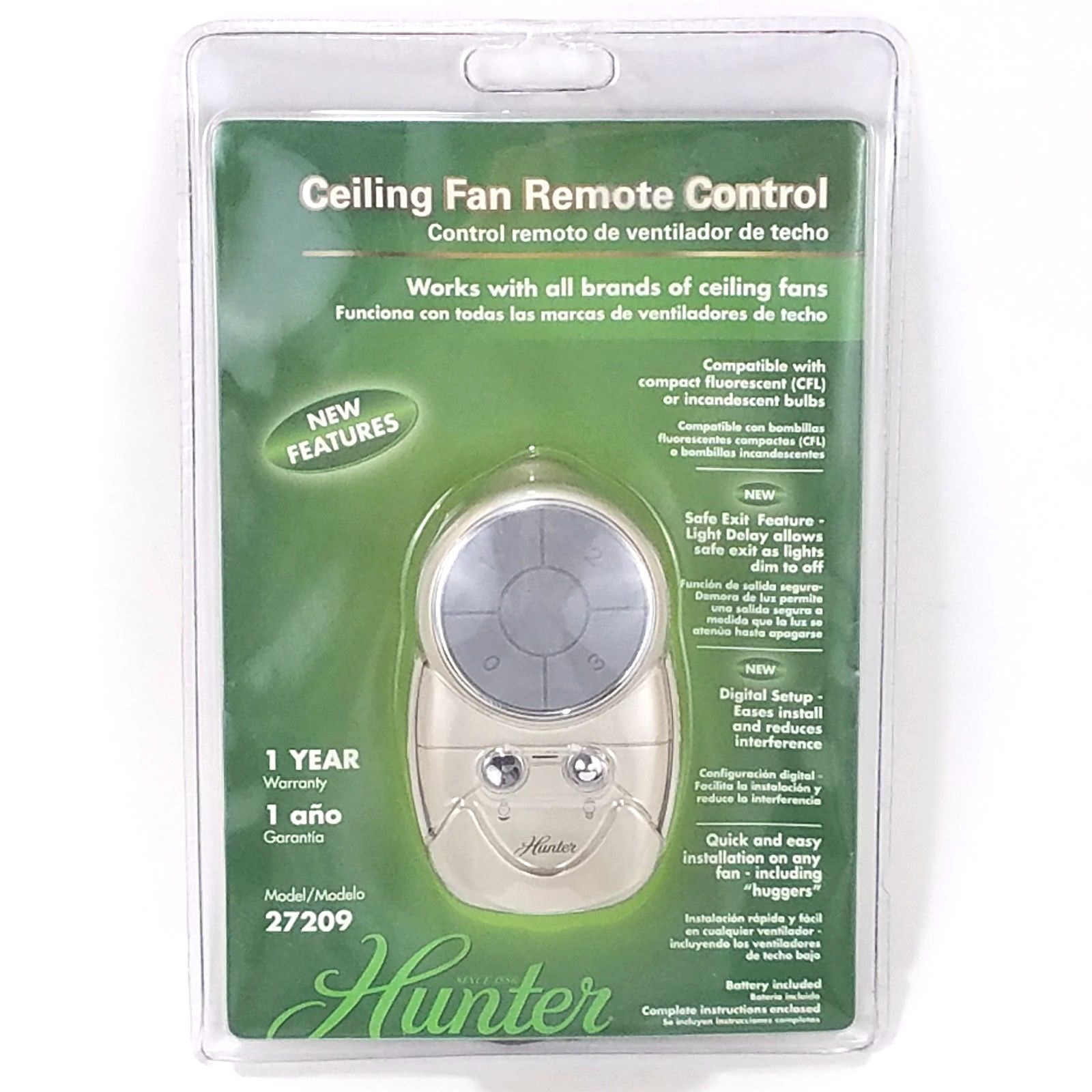 Hunter Universal Ceiling Fan And Light Remote Control Model 27209 Picture 1 Of 2